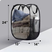 Large Laundry Basket Collapsible Mesh Pop up Laundry Hamper Side Pocket Breathable Clothes Storage Laundry Storage Organization
