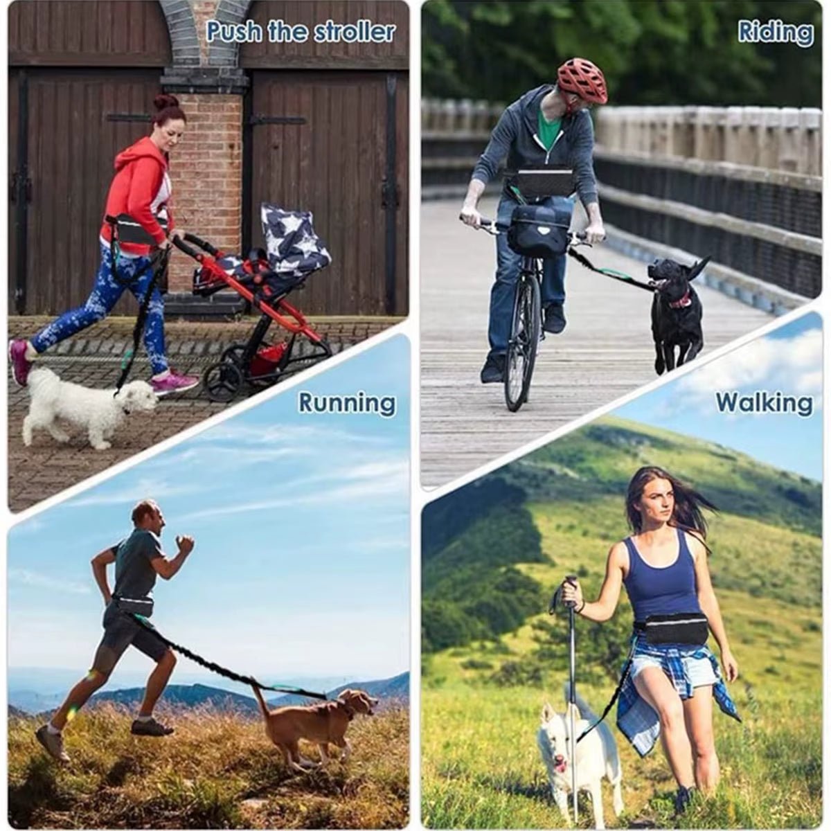 Adjustable Reflective Running Leash with Waist Bag - Hands Free Dog Leash Belt - householdessential