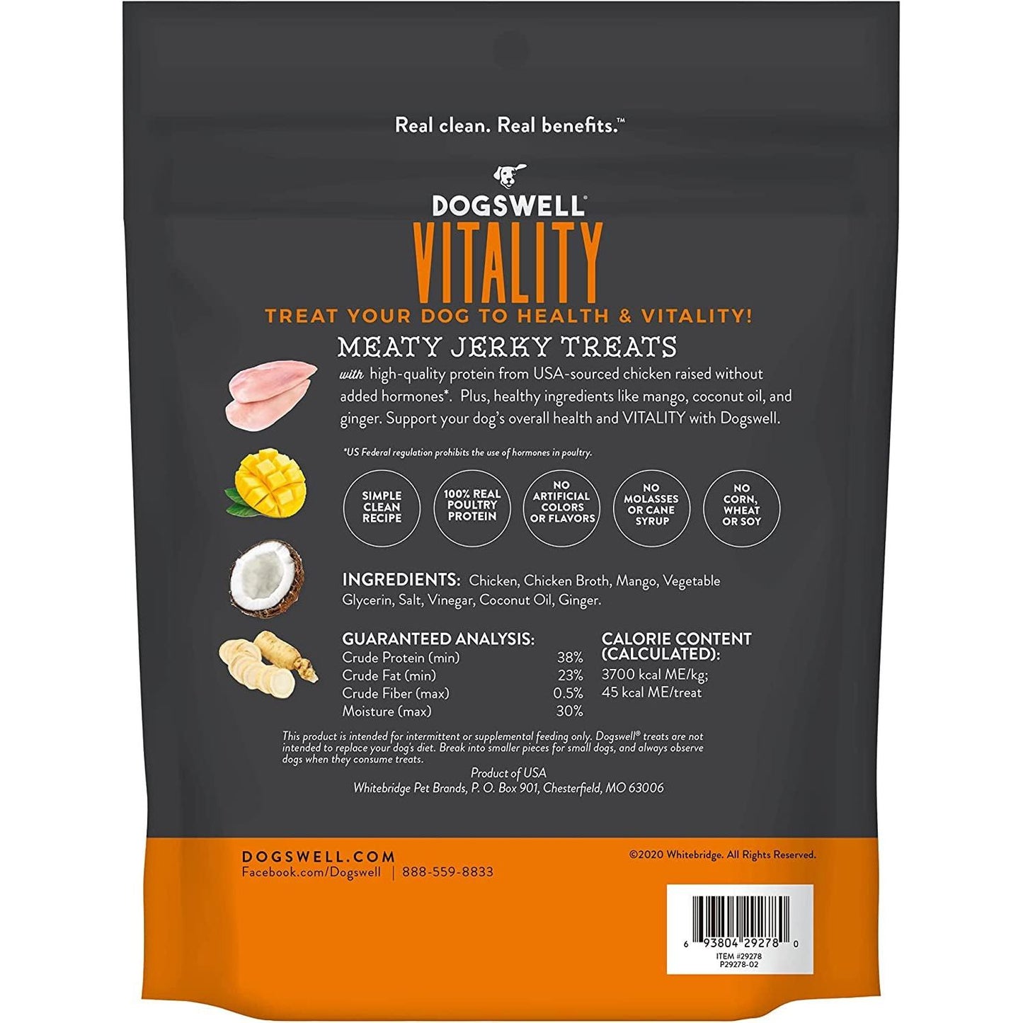 Vitality Chicken & Mango Jerky - Meaty Dog Treats for Overall Health - 12 Oz - householdessential