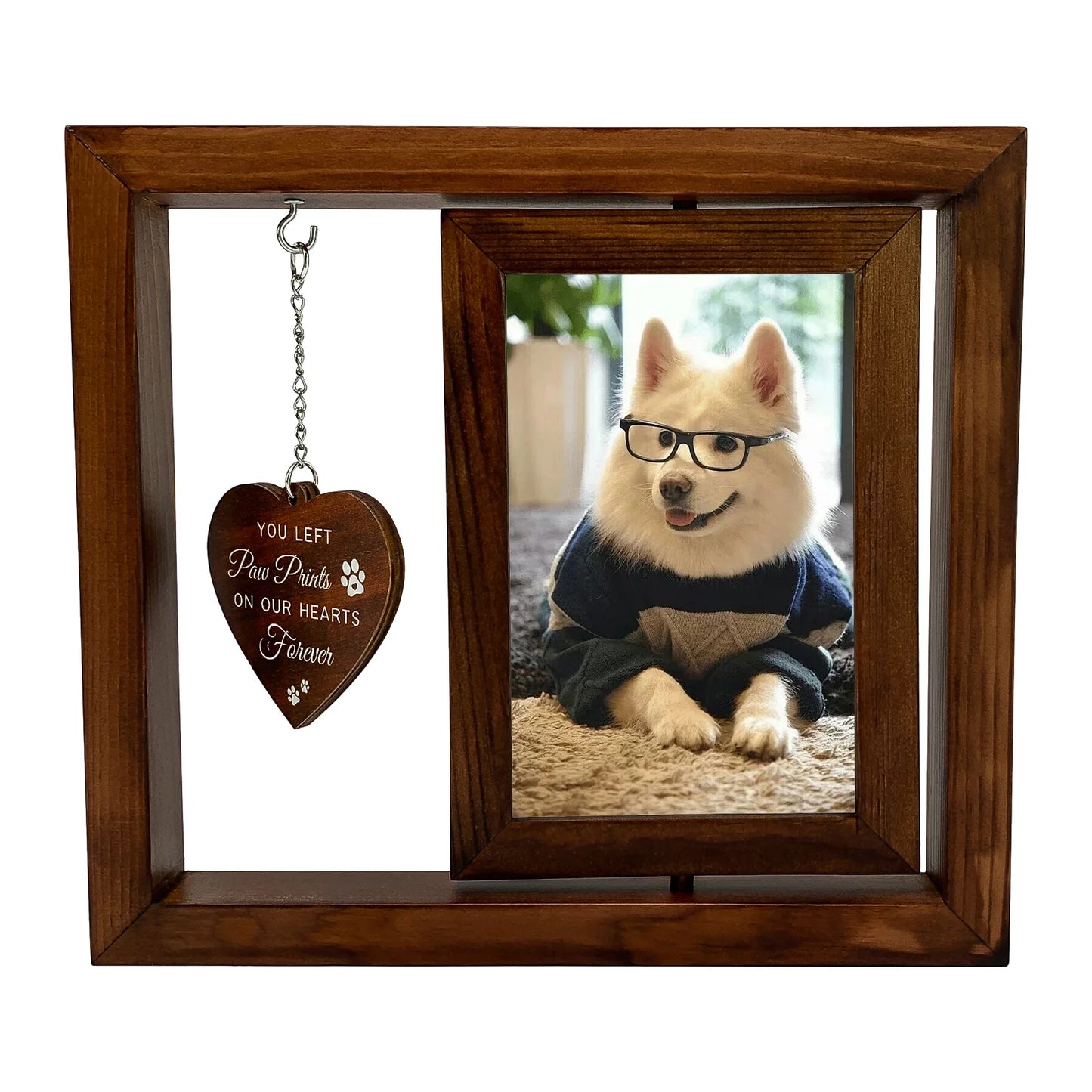 Pet Sympathy Gift, 360° Wooden Dog Memorial Frame for 4X6 Photo - householdessential