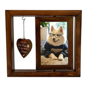 Dog Memorial Gift，Rotating Wooden Picture Frame for 4X6 Photo，Pet Sympathy and Bereavement Remembrance Gift for Dogs and Cats