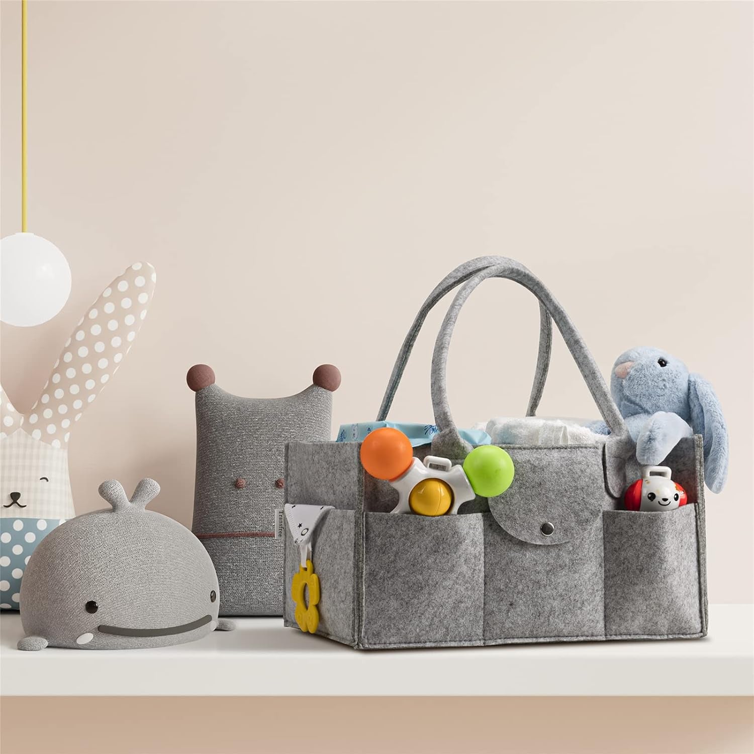 Portable Diaper Organizer - Nursery Storage Basket - Car Diaper Caddy Gift Set - householdessential