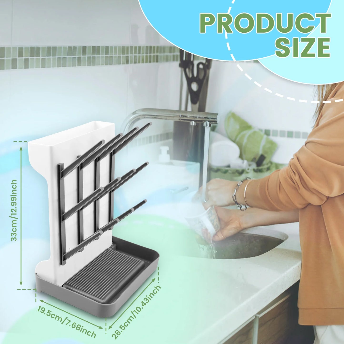 Large Capacity Baby Bottle Drying Rack with Removable Drip Tray - householdessential