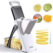 Safe Mandoline Food Slicer for Kitchen Multifunctional Vegetable Chopper Mandoline Potato Slicer with 35+ Presets & Thickness Adjuster French Fry Cutter Veggie Dicer for Meal Prep White