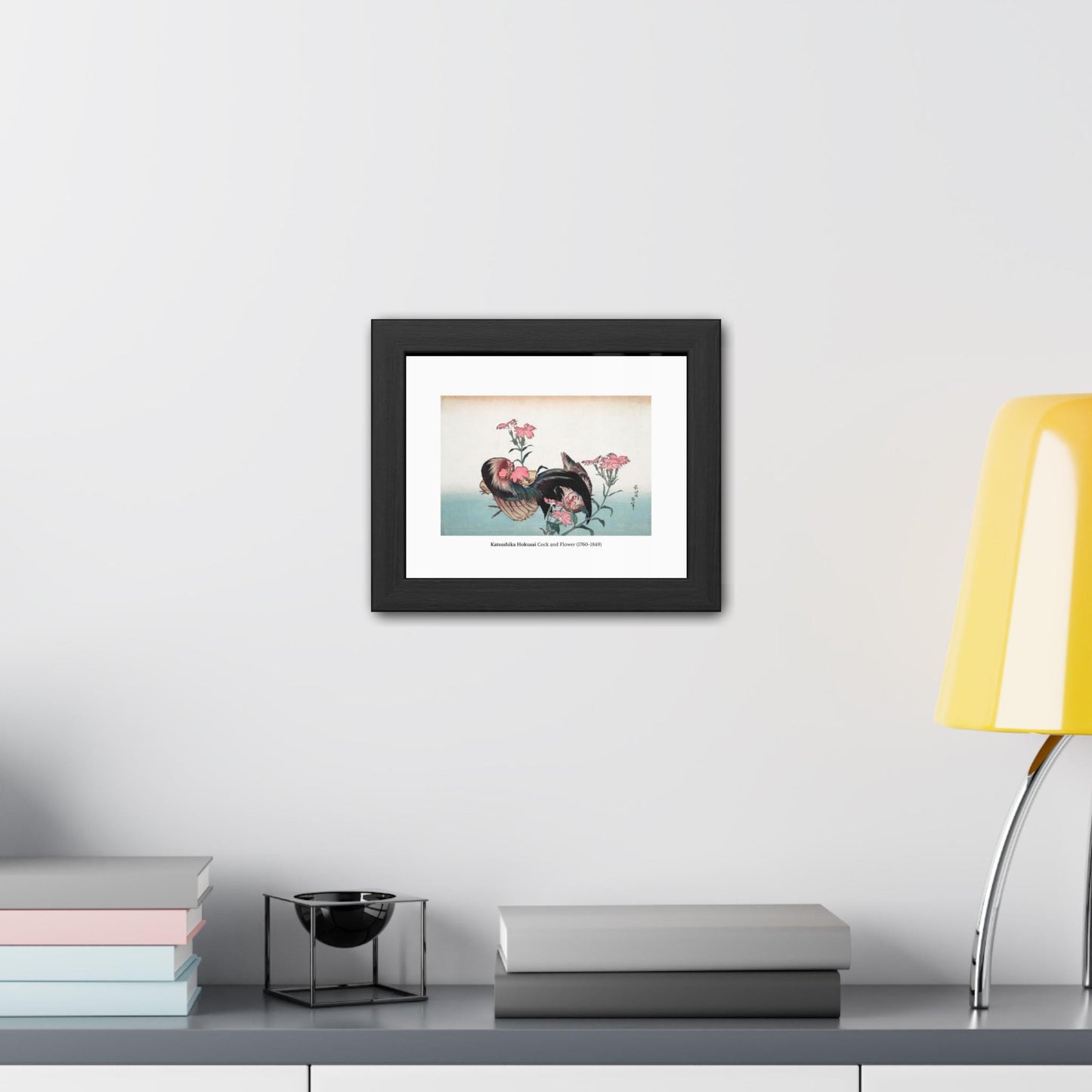 Katsushika Hokusai's Cock and Flower (1760 - 1849) Framed Poster | Vintage Japanese Bird Art - householdessential