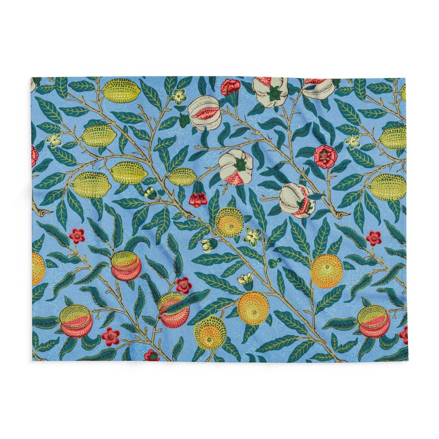 William Morris Four Fruits Pattern Arctic Fleece Blanket | Floral Throw - householdessential