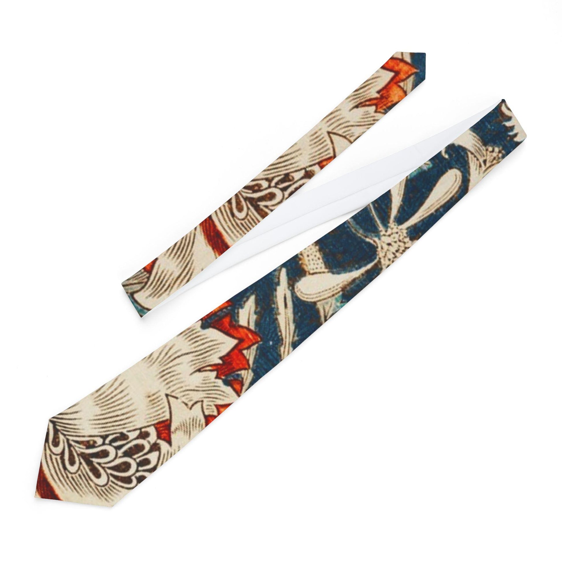 William Morris Honeysuckle & Tulip Necktie | Navy Red Botanical Pattern - householdessential