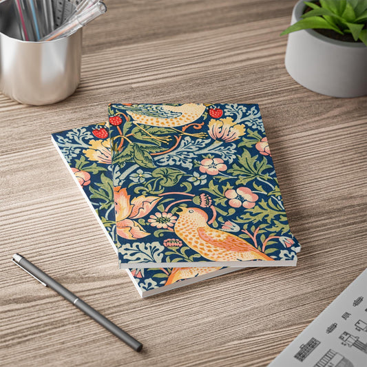William Morris Bird Floral Pattern Notebook A5 | Softcover Journal - householdessential
