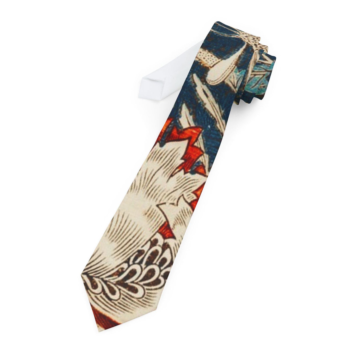 William Morris Honeysuckle & Tulip Necktie | Navy Red Botanical Pattern - householdessential