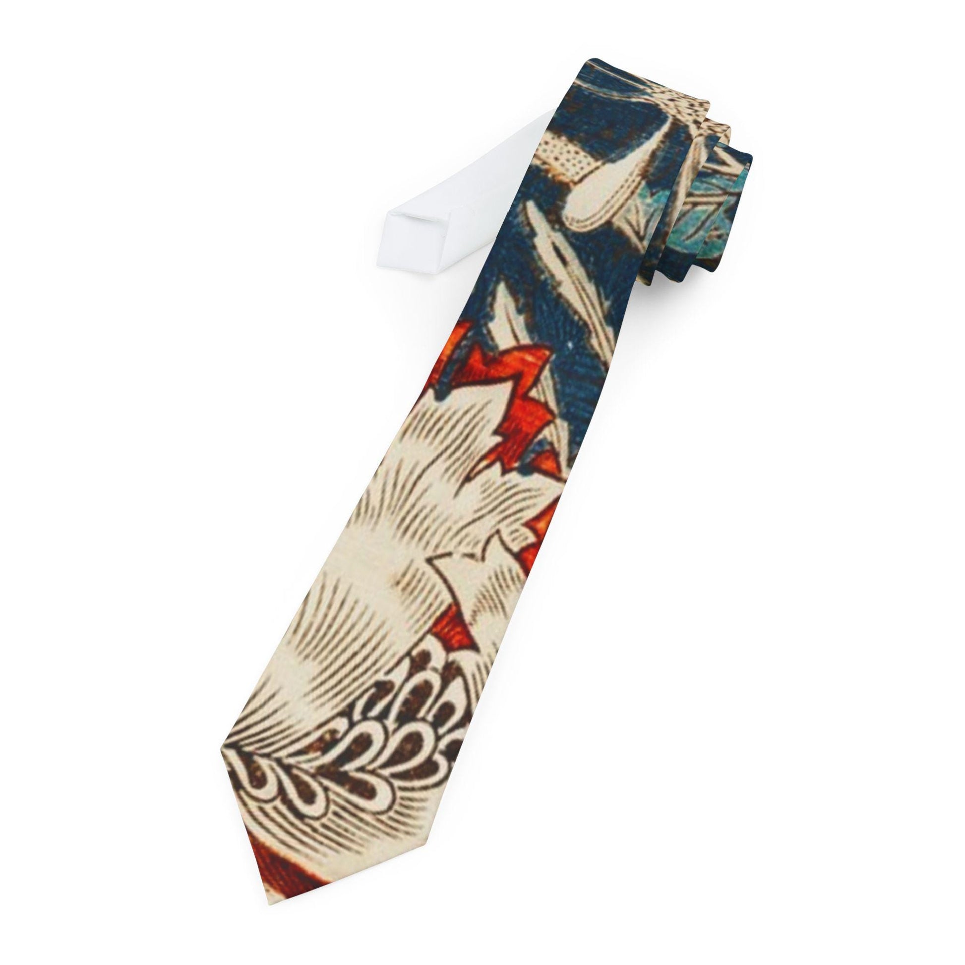 William Morris Honeysuckle & Tulip Necktie | Navy Red Botanical Pattern - householdessential