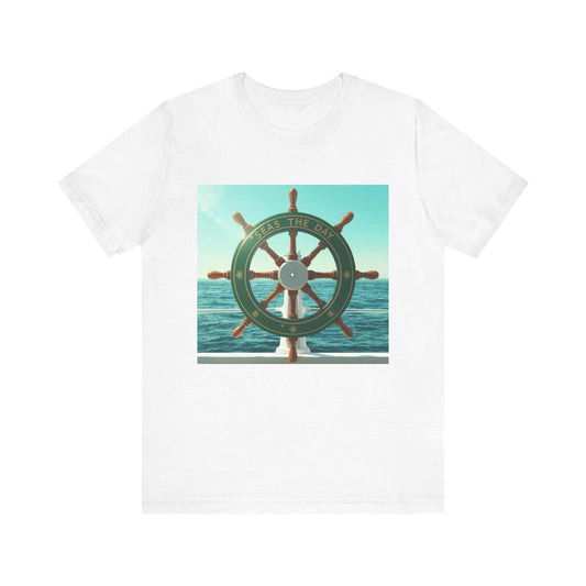 Ship Wheel Nautical Tee | Ocean Steering Wheel Graphic Shirt - householdessential