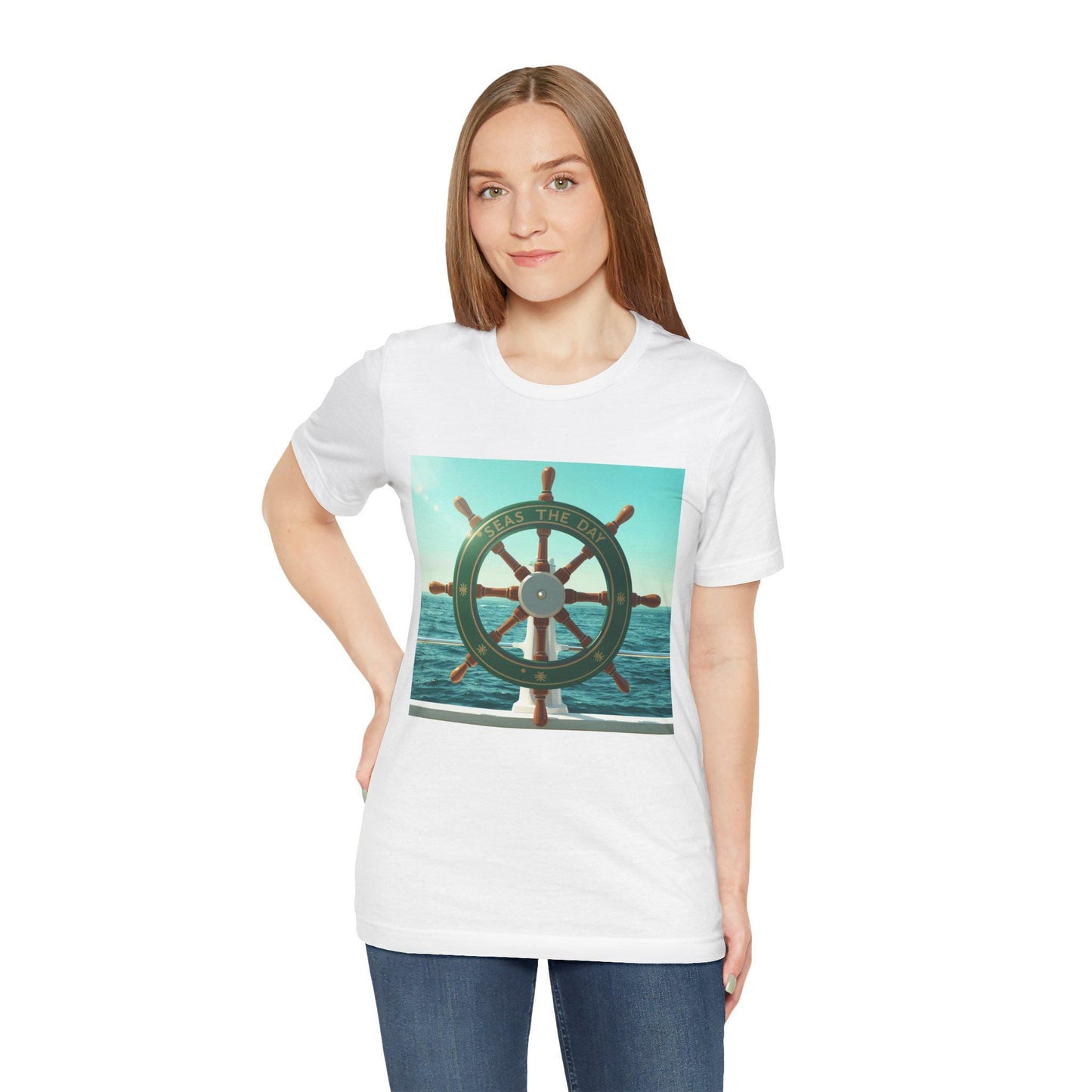 Ship Wheel Nautical Tee | Ocean Steering Wheel Graphic Shirt - householdessential