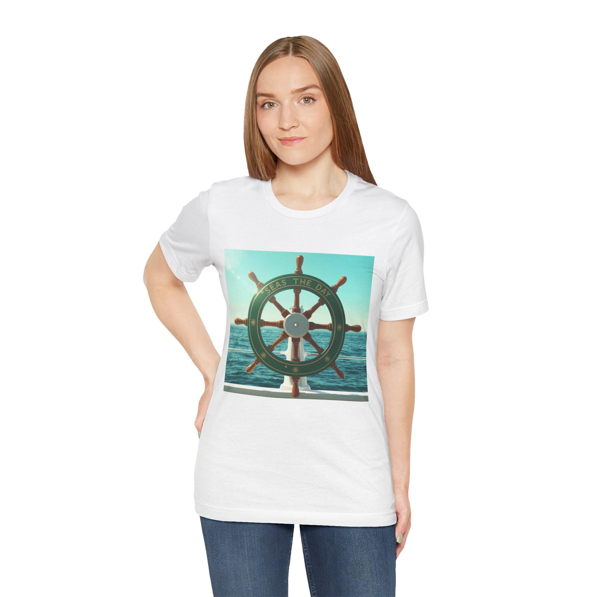 Ship Wheel Nautical Tee | Ocean Steering Wheel Graphic Shirt - householdessential