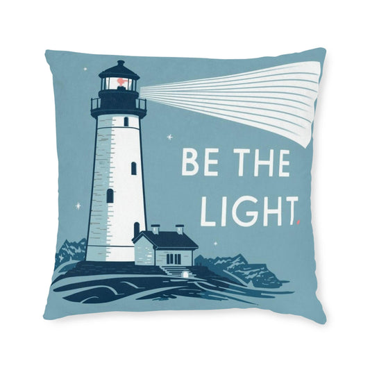 Be The Light Lighthouse Square cushion | Coastal Nautical Home Decor - householdessential