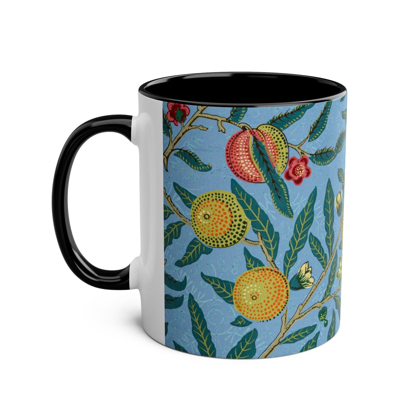 William Morris Four Fruits Pattern Coffee Mug | Two - Tone Ceramic Mug - householdessential