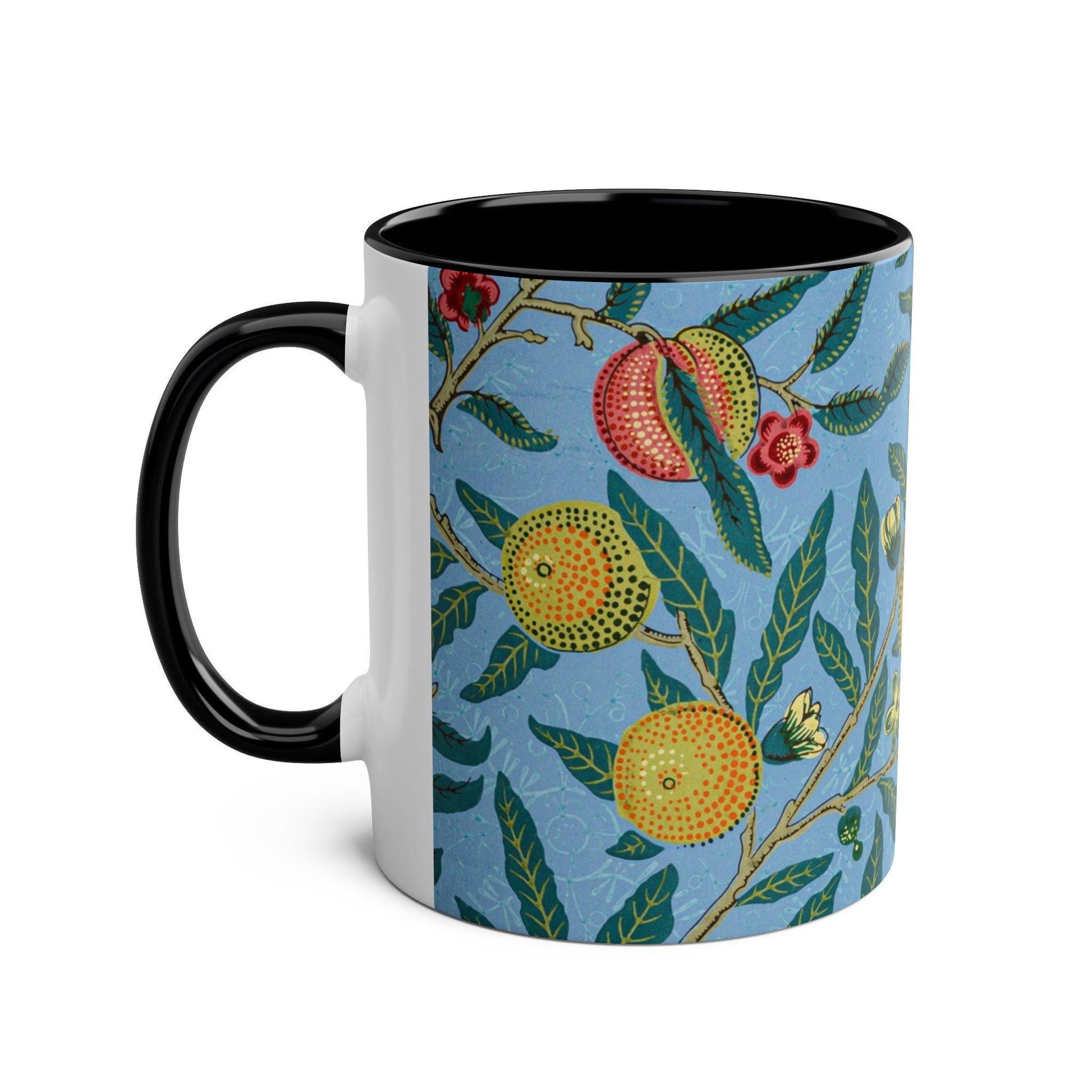 William Morris Four Fruits Pattern Coffee Mug | Two - Tone Ceramic Mug - householdessential