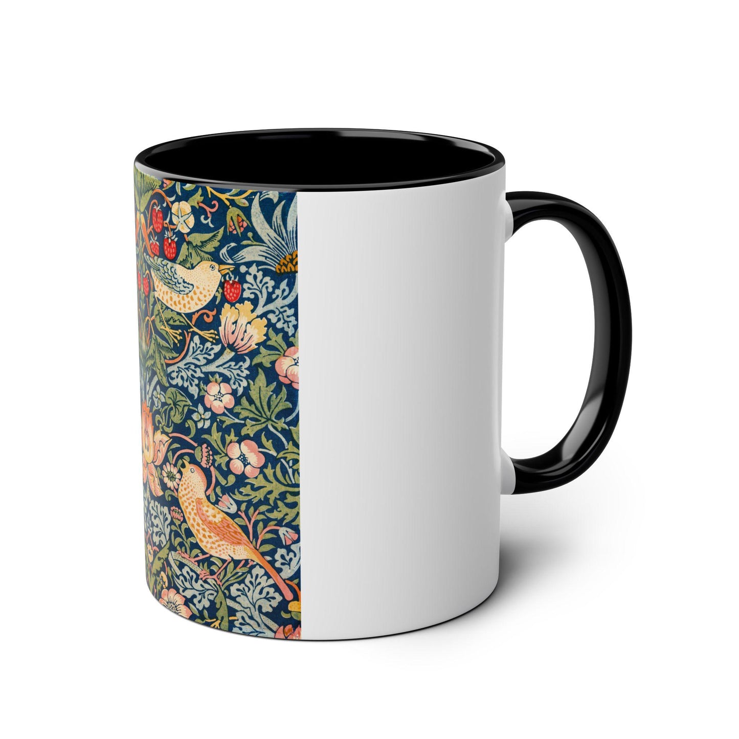 William Morris Strawberry Thief pattern Mug | Two - Tone Coffee Mug - householdessential