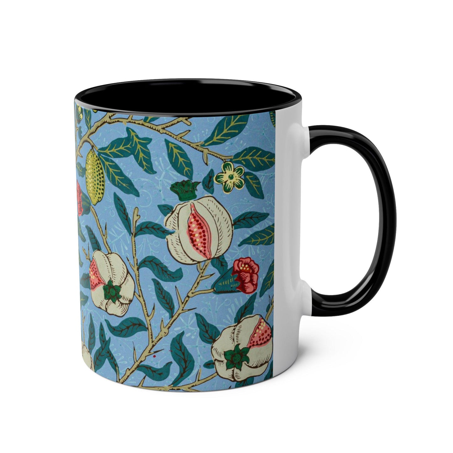 William Morris Four Fruits Pattern Coffee Mug | Two - Tone Ceramic Mug - householdessential