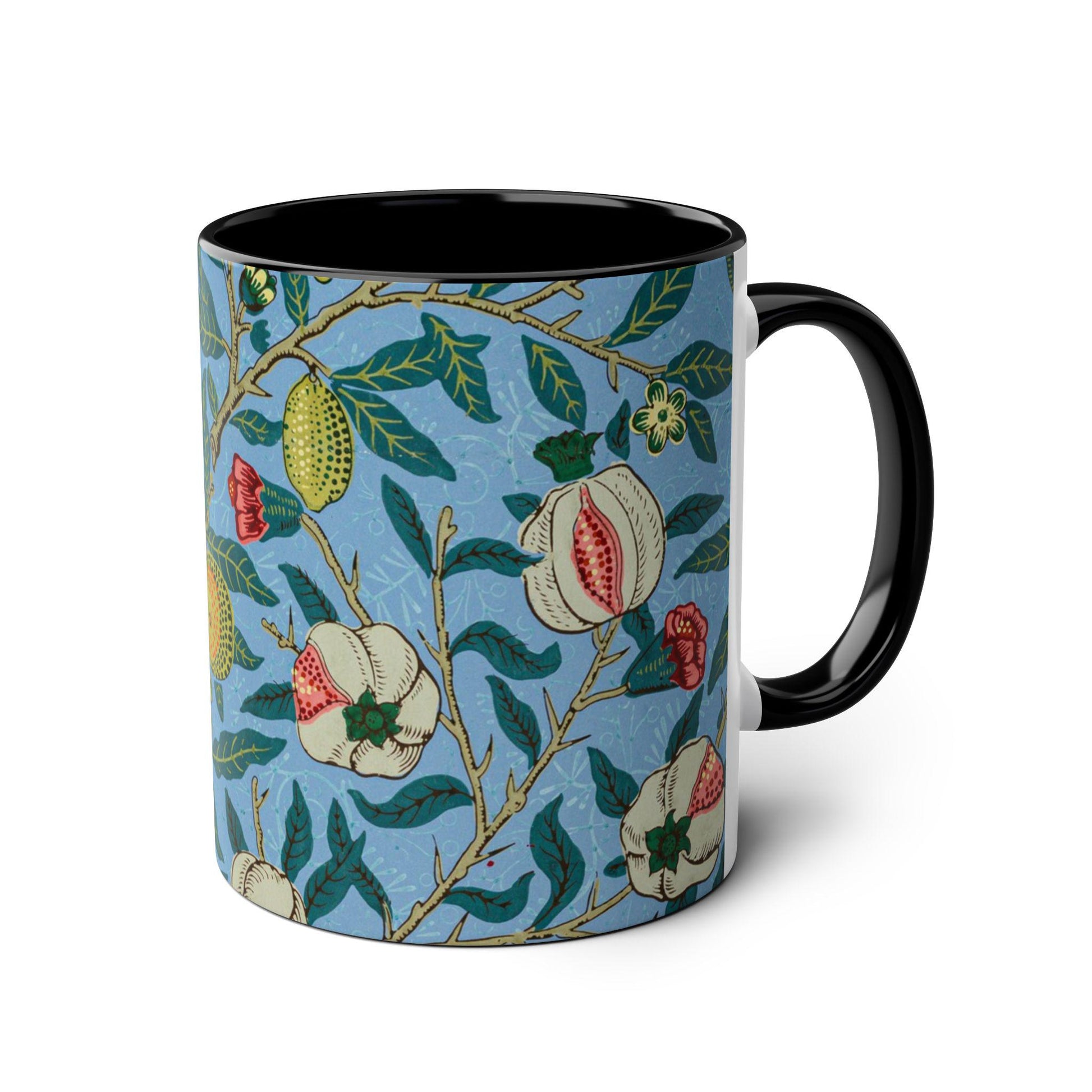 William Morris Four Fruits Pattern Coffee Mug | Two - Tone Ceramic Mug - householdessential