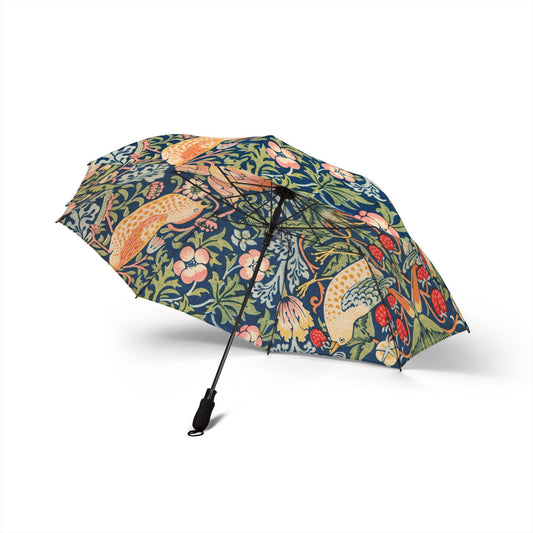 Semi - Automatic Foldable Umbrella William Morris Strawberry Thief - householdessential