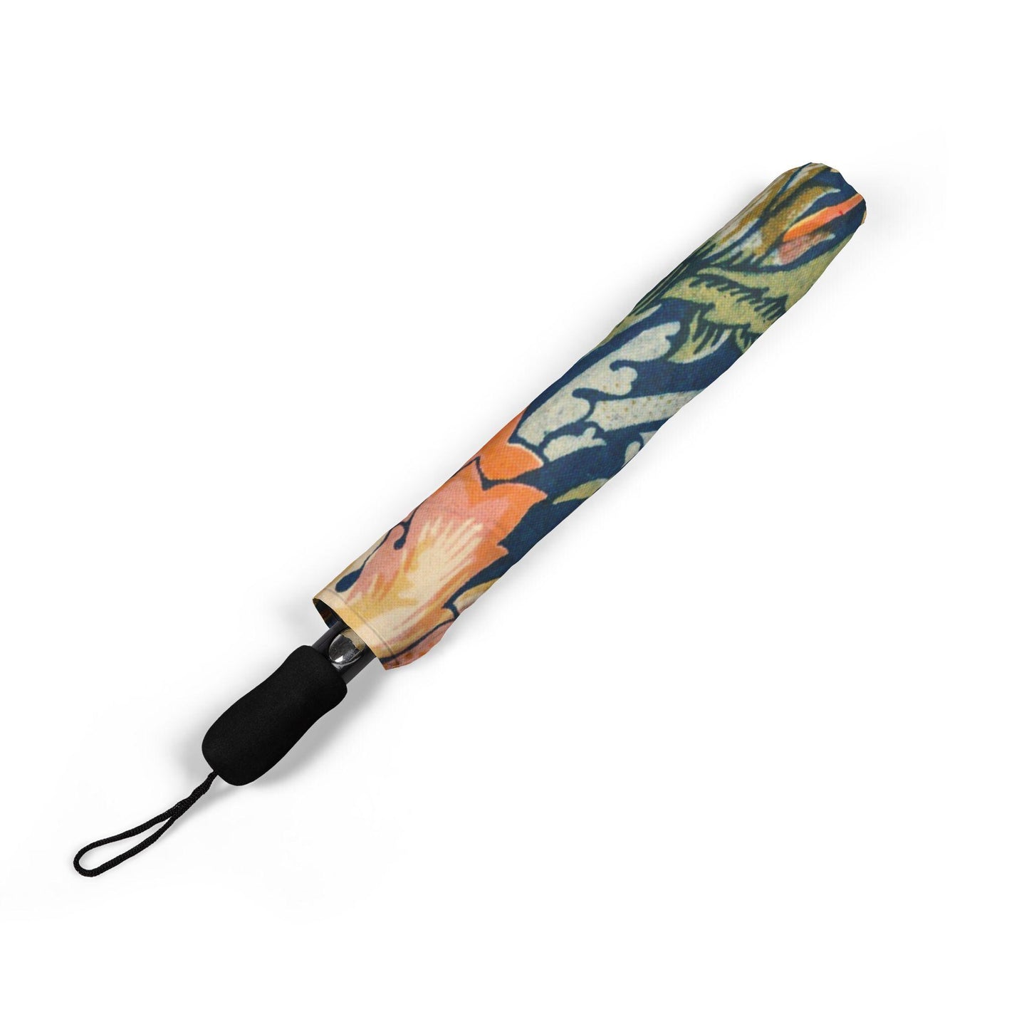 Semi - Automatic Foldable Umbrella William Morris Strawberry Thief - householdessential