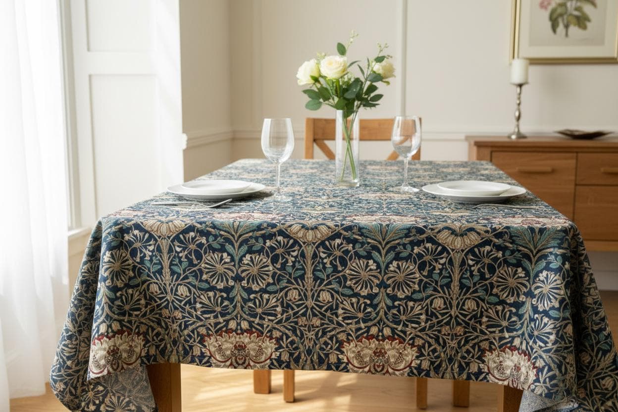 William Morris Honeysuckle (1876) Pattern Tablecloth | Vintage Botanical Design - householdessential