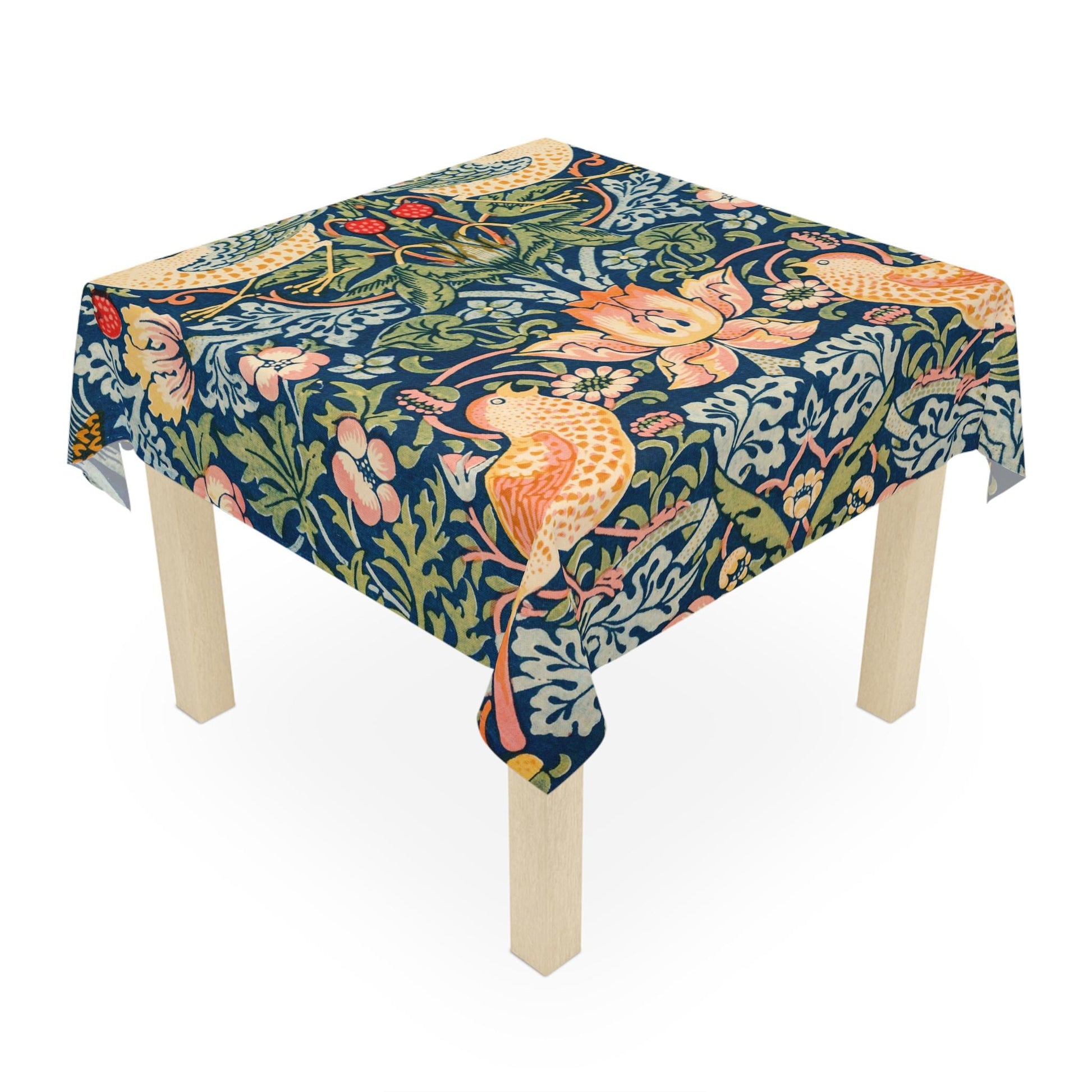 William Morris Strawberry Thief pattern (1883) Tablecloth | vintage bird floral design - householdessential