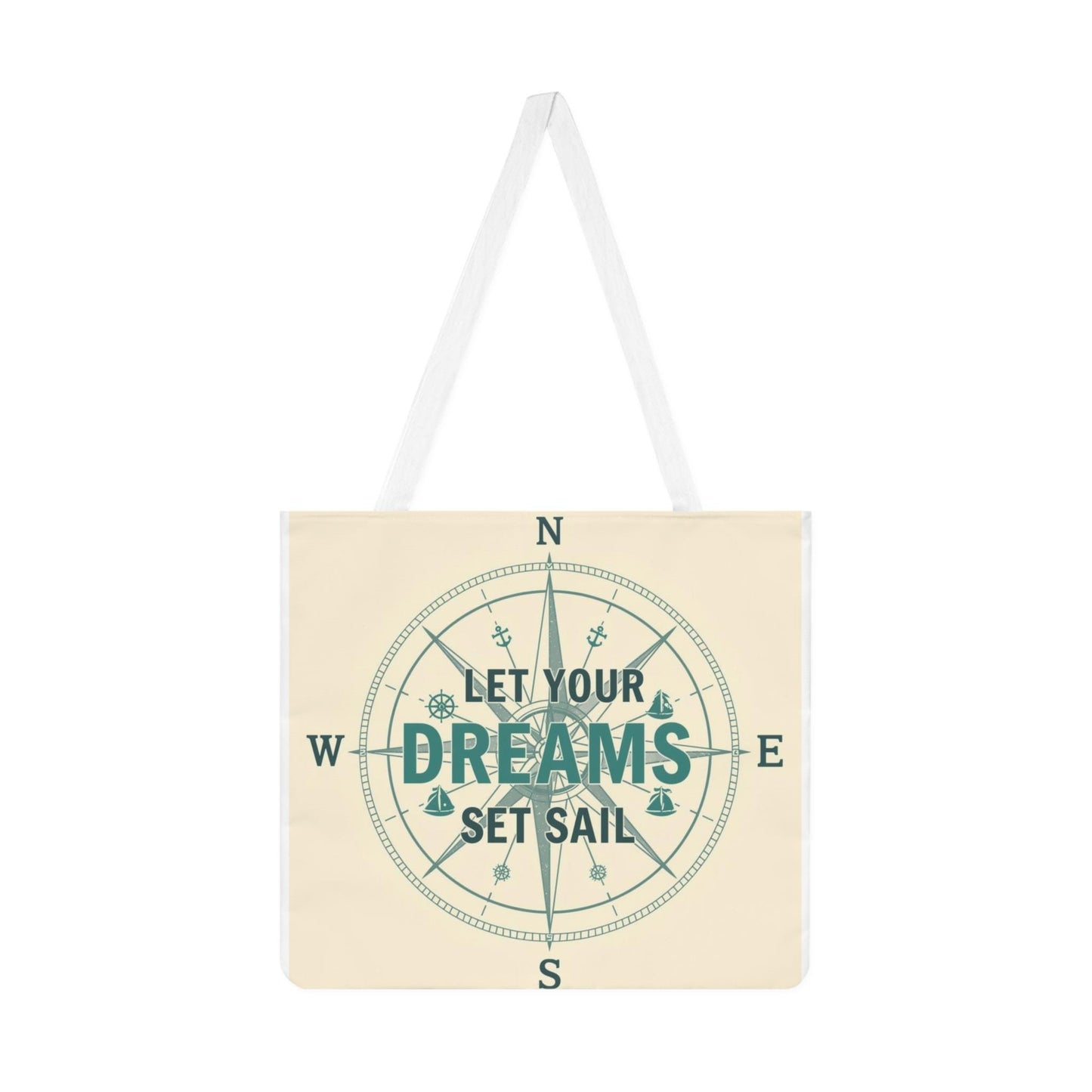 Let Your Dreams Set Sail Shoulder Tote Bag | Nautical Compass Design - householdessential