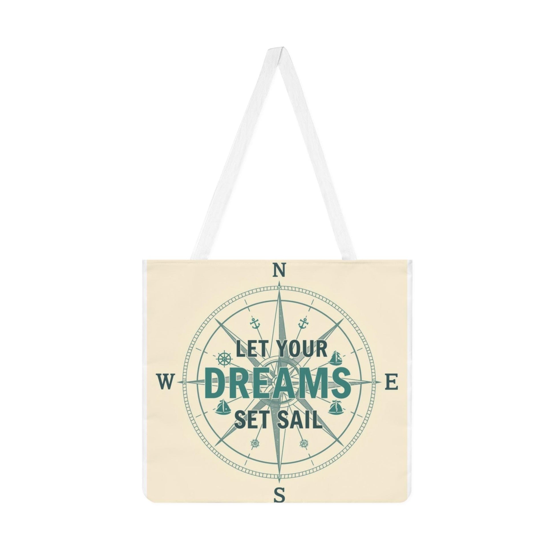 Let Your Dreams Set Sail Shoulder Tote Bag | Nautical Compass Design - householdessential