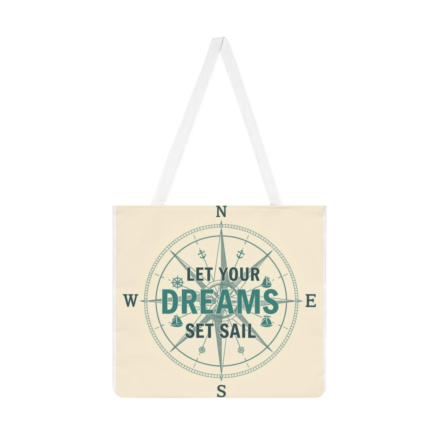 Let Your Dreams Set Sail Shoulder Tote Bag | Nautical Compass Design - householdessential
