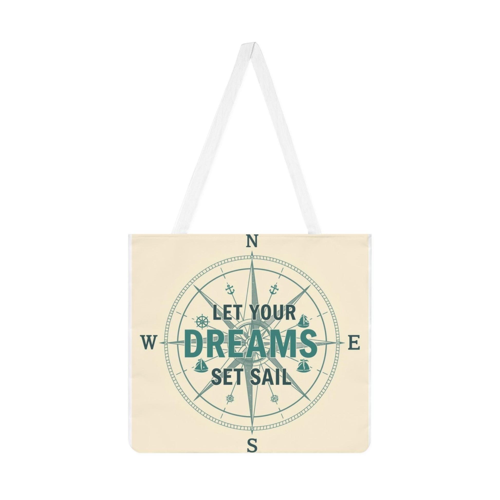 Let Your Dreams Set Sail Shoulder Tote Bag | Nautical Compass Design - householdessential