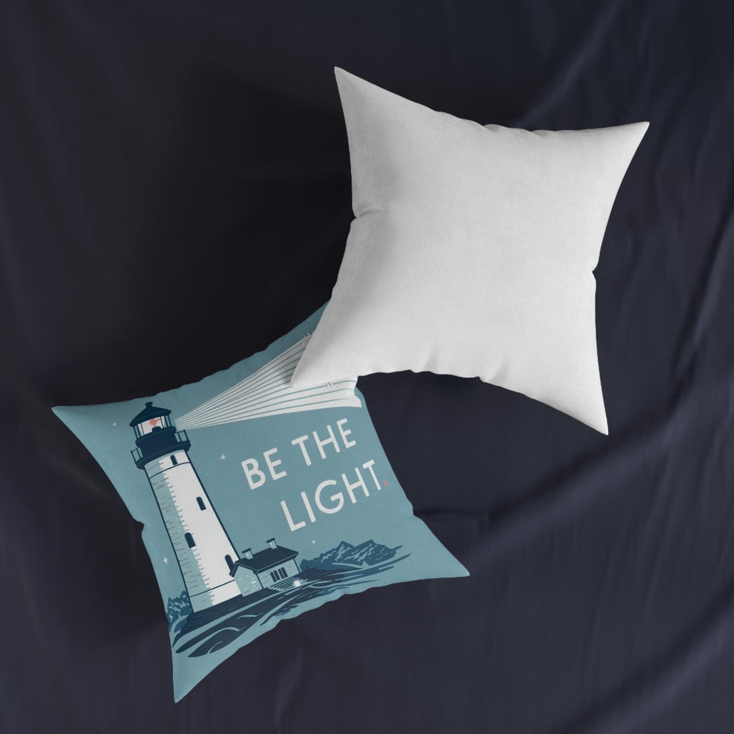 Be The Light Lighthouse Square cushion | Coastal Nautical Home Decor - householdessential