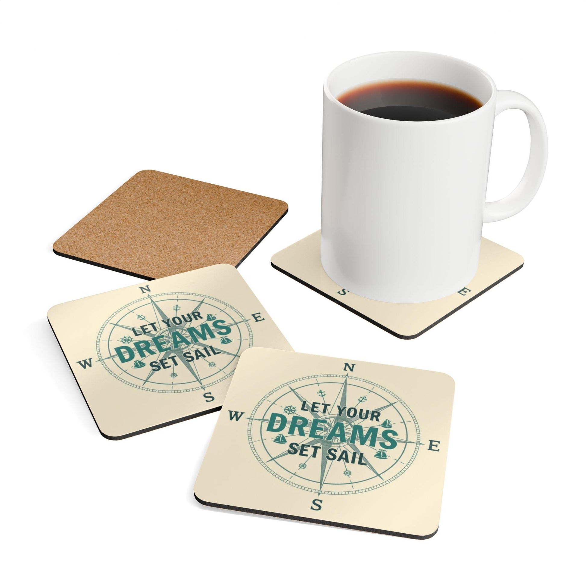 Let Your Dreams Set Sail Corkwood Coaster - householdessential