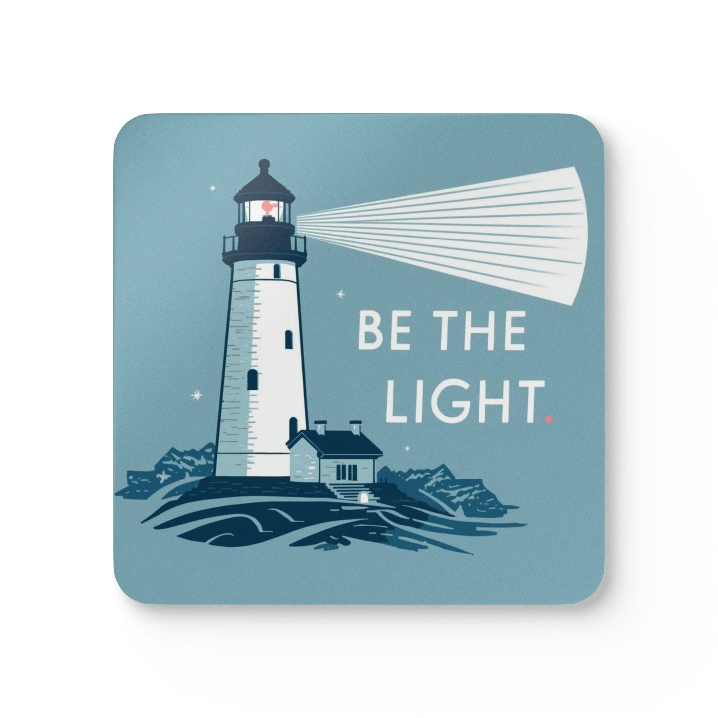 Lighthouse 'Be The Light' Cork Coaster Set | Nautical Home Decor - householdessential
