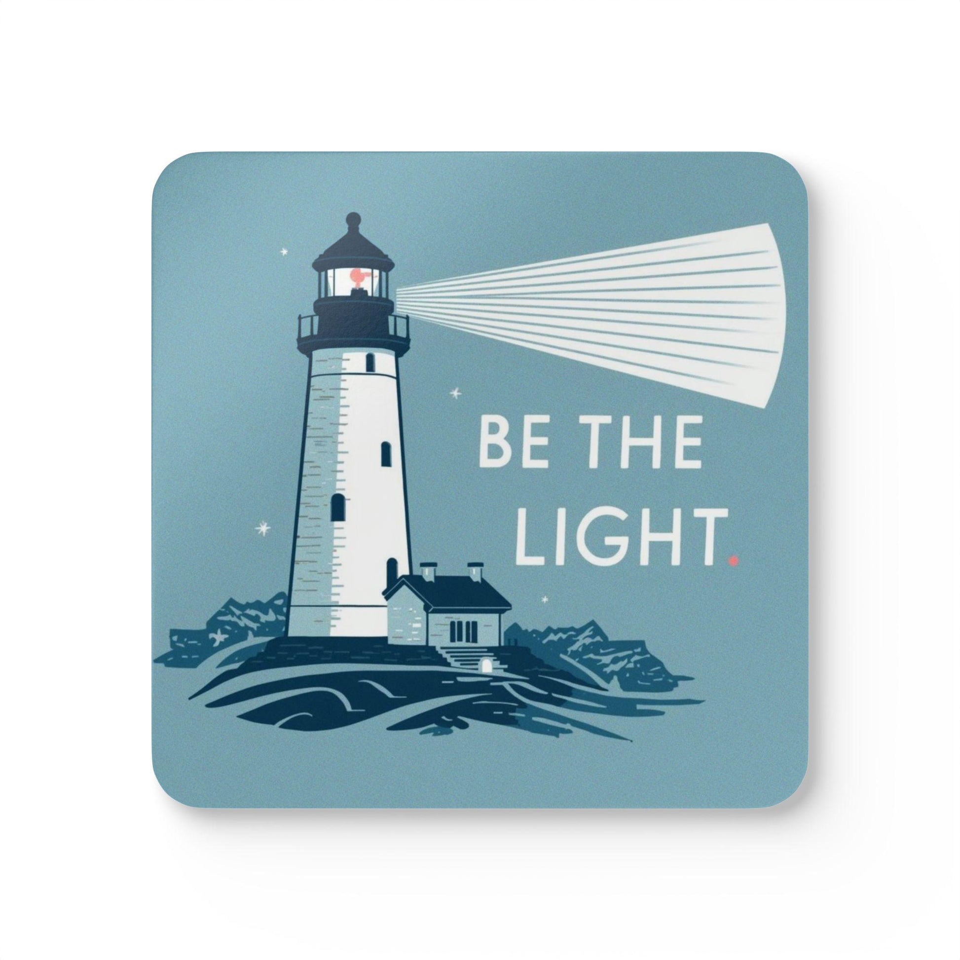 Lighthouse 'Be The Light' Cork Coaster Set | Nautical Home Decor - householdessential