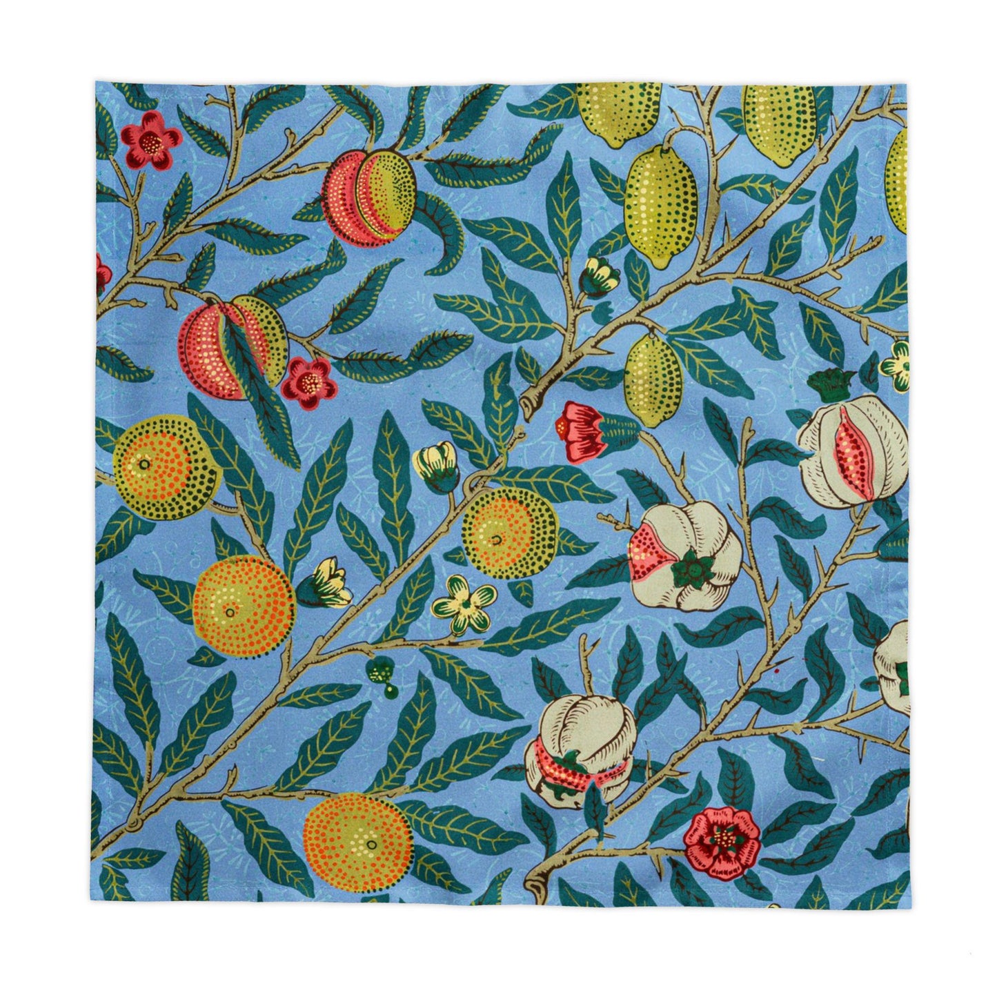 William Morris Four Fruits Pattern (1862) Tablecloth | Blue Fruit Branches Table Linen - householdessential