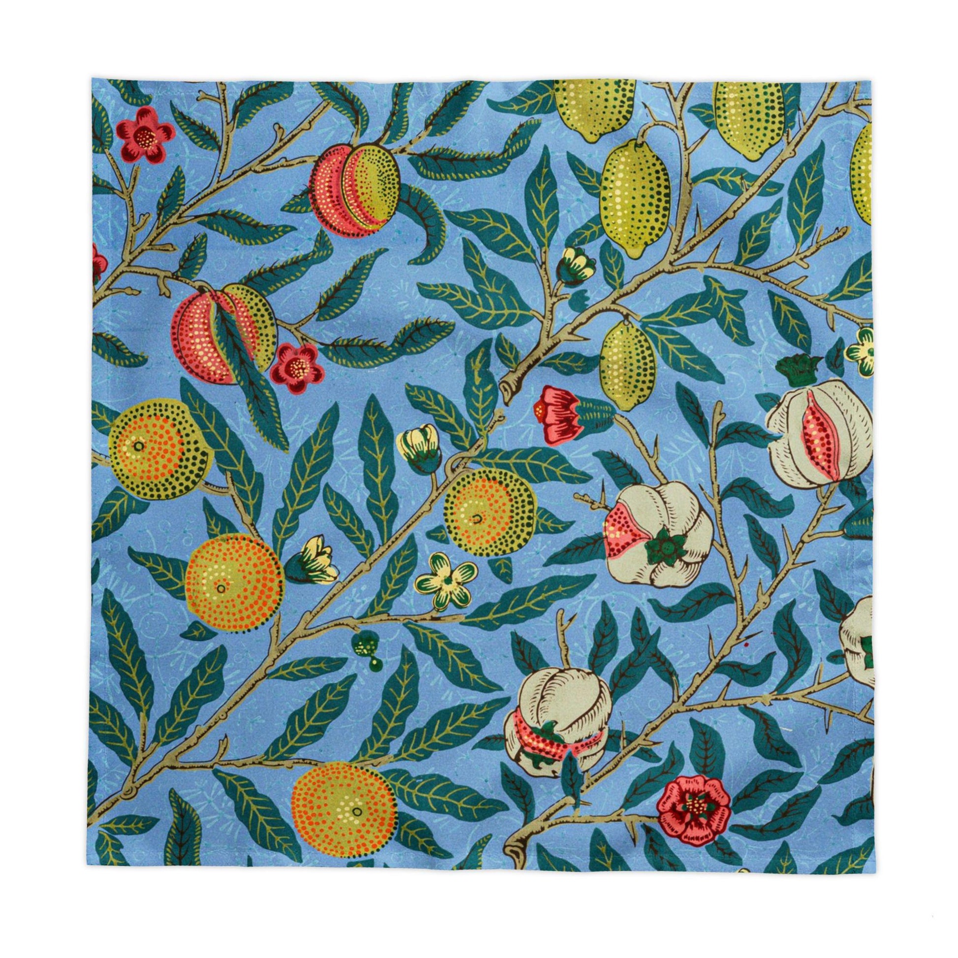 William Morris Four Fruits Pattern (1862) Tablecloth | Blue Fruit Branches Table Linen - householdessential