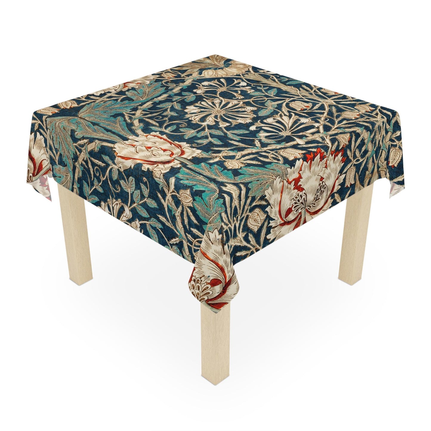 William Morris Honeysuckle Pattern Tablecloth | Botanical Design - householdessential