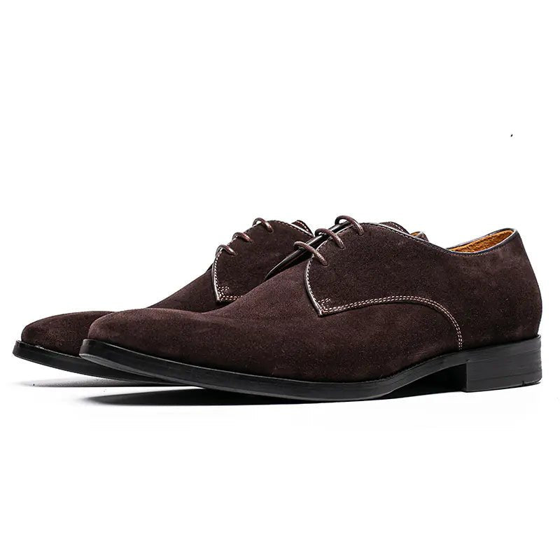 Handmade Suede Leather Derby Shoes for Men - householdessential
