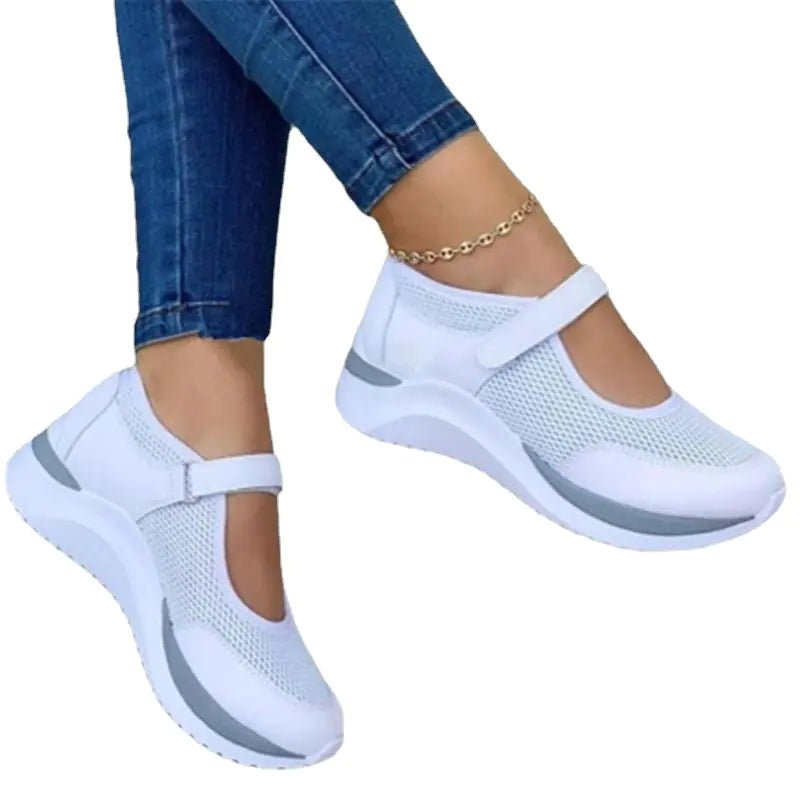 Breathable Mesh White Sports Shoes for Women - householdessential