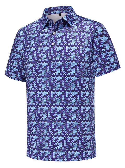 Mens Golf Polo Shirts Funny Golf Shirts for Men Performance Moisture Wicking Quick Dry Athletic Short Sleeve Shirts Whale Tail Purple