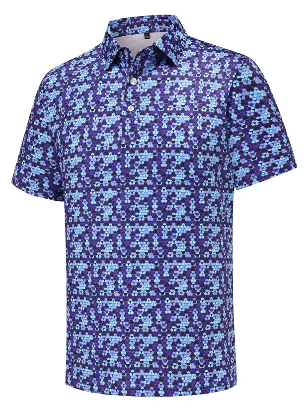 Mens Golf Polo Shirts Funny Golf Shirts for Men Performance Moisture Wicking Quick Dry Athletic Short Sleeve Shirts Whale Tail Purple