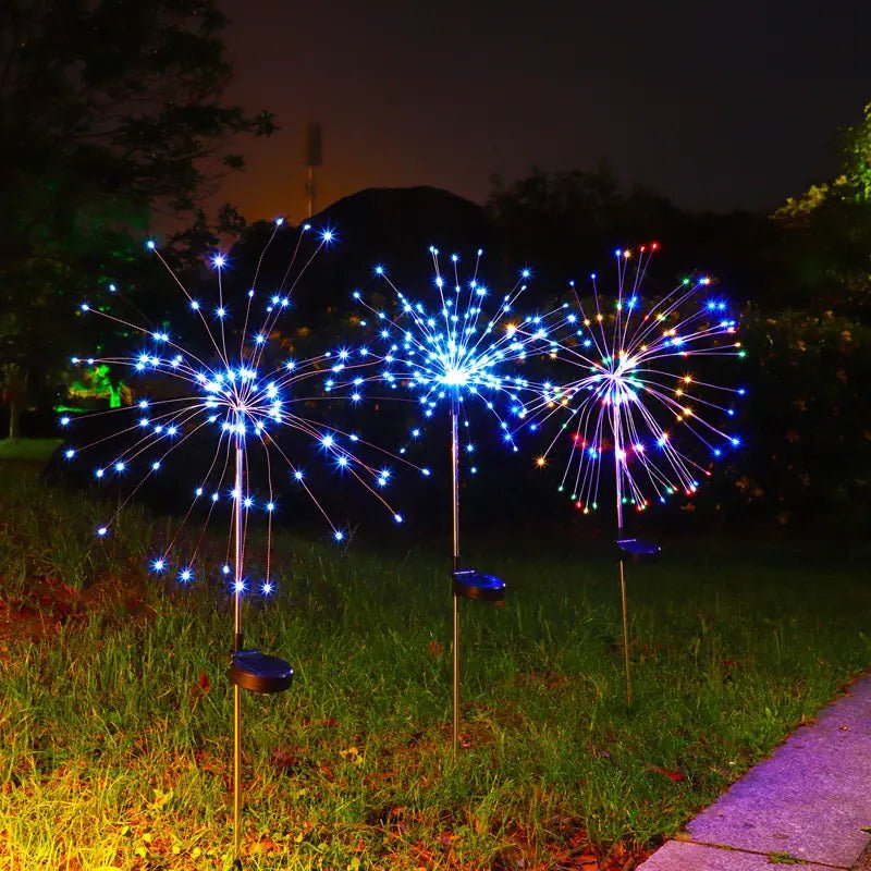 LED Solar Ground Fireworks Lanterns with Colorful Lights - householdessential