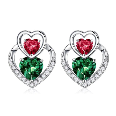 Iefil Gifts for Women Wife Girlfriend Birthstone Stud Earrings Birthday Gifts for Women Anniversary Christmas Gifts for Her Emerald Ruby Earrings May July Birthstone Jewelry