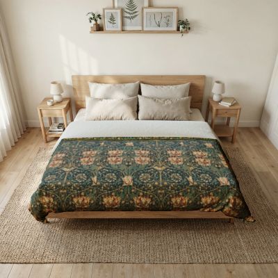 William Morris's Honeysuckle (1876) famous pattern wallpaper duvet cover | Vintage Botanical Print - householdessential