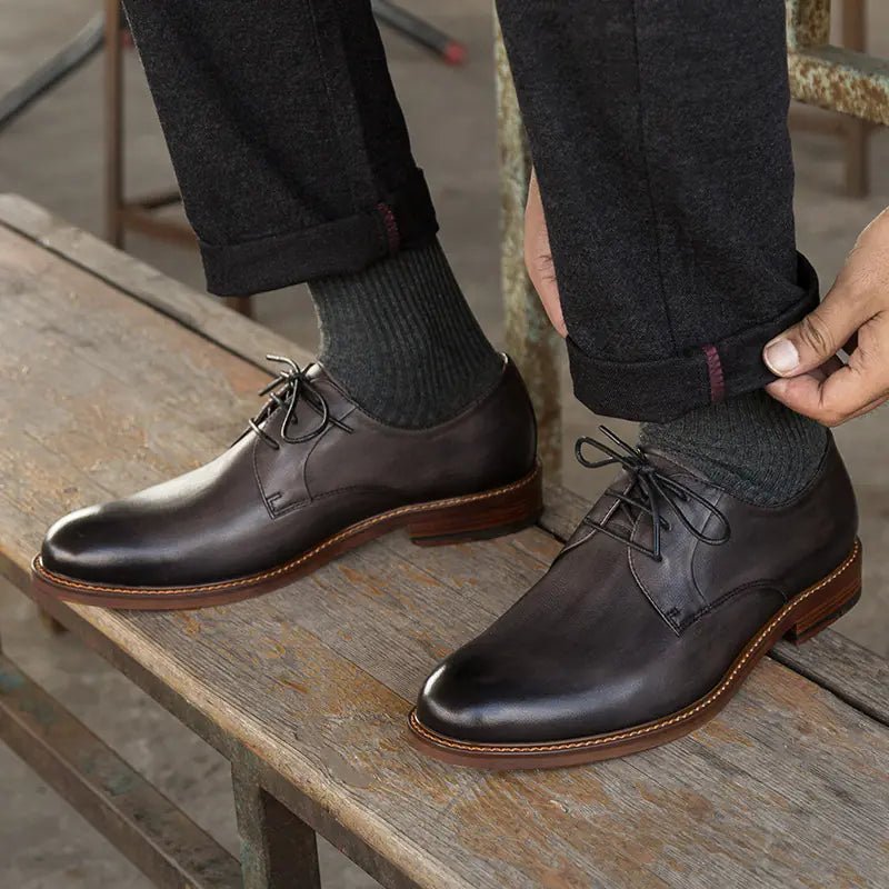 Lace - up Leather Shoes for Young Men - householdessential