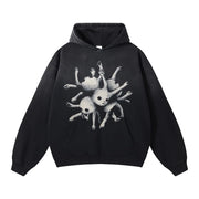 Obenie Retro Y2K Hoodie Gothic Casual Alphabet Blast Print Pattern Skull Fashion Hoodie Men Harajuku Men Clothing (black 4XLX-Large)