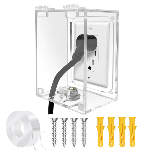 groword Infant Safety Outlet Cover Box Wall Outlet Lock Box Lock Box for Electrical outlets with outlets Easy to Install Accommodates Most Plugs and adapters 4.95“ X 3.35” X 2.56” or Smaller