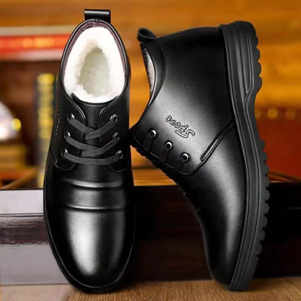 Plush High-Top Leather Shoes for Men